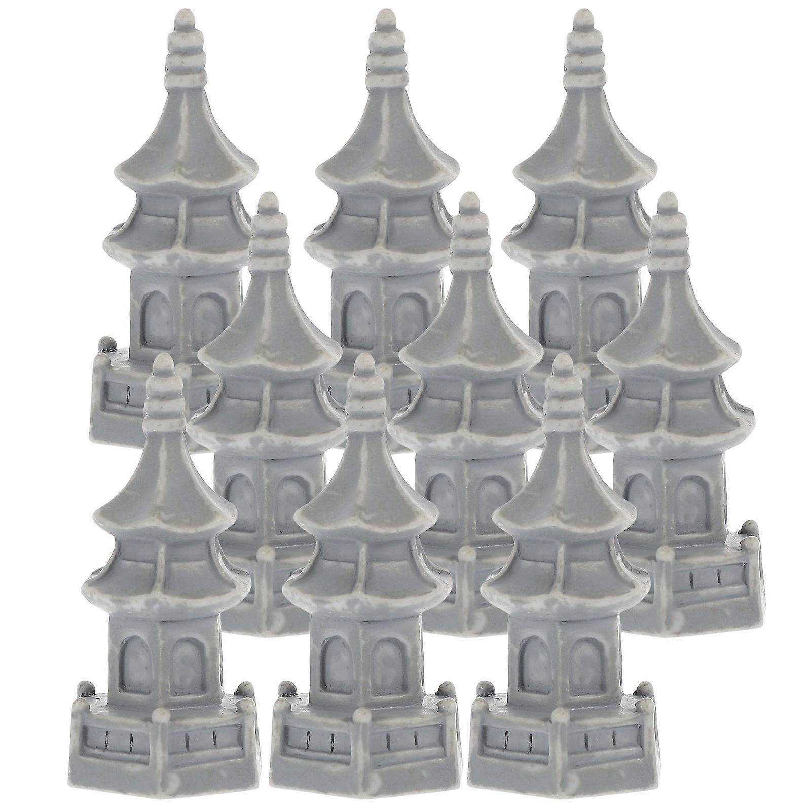 Concise Design Miniature Pavilion Statues For Home Decor Enthusiasts In Grey Durable Resin 30Pcs