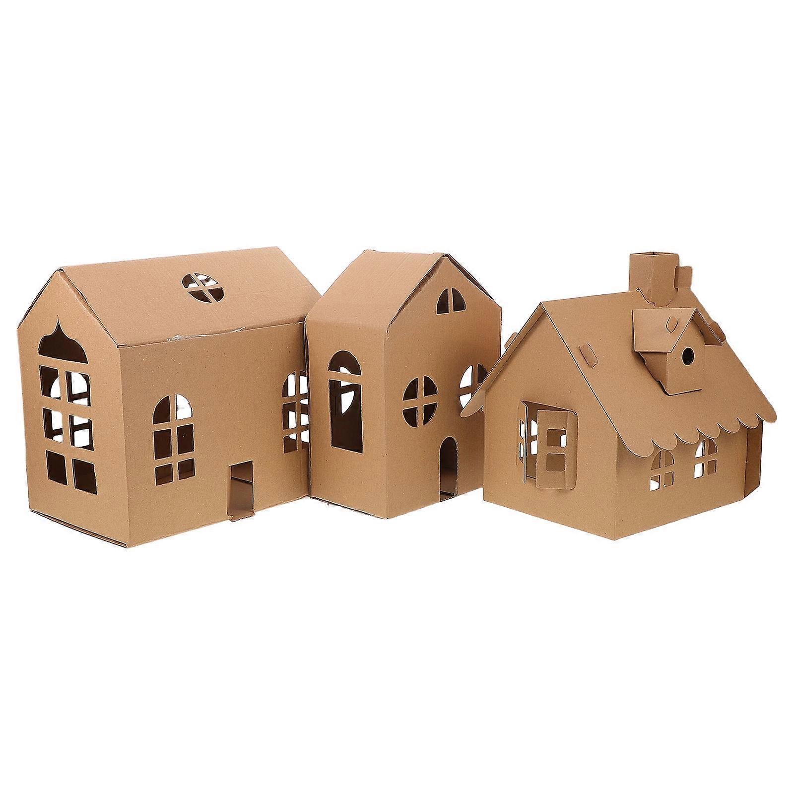 Tiny House for Kids Cardboard Kit 6Pcs DIY Miniature Model Set