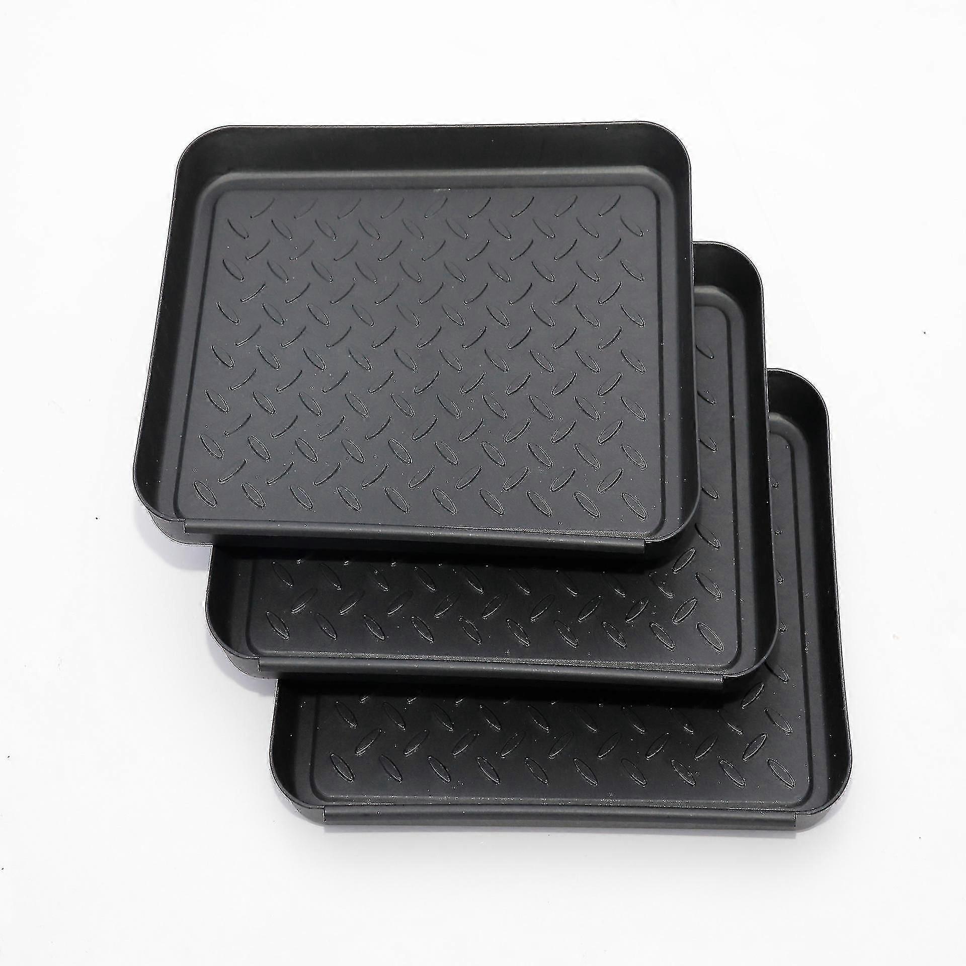 3pcs Shoe Drip Trays, Multi-purpose Black Plastic Mud Boot Trays 35x27x3 Cm