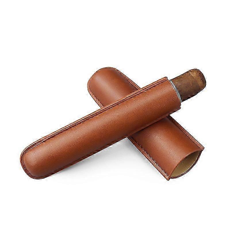 Cowhide Travel Cigar Single Sealed Portable Humidor Case