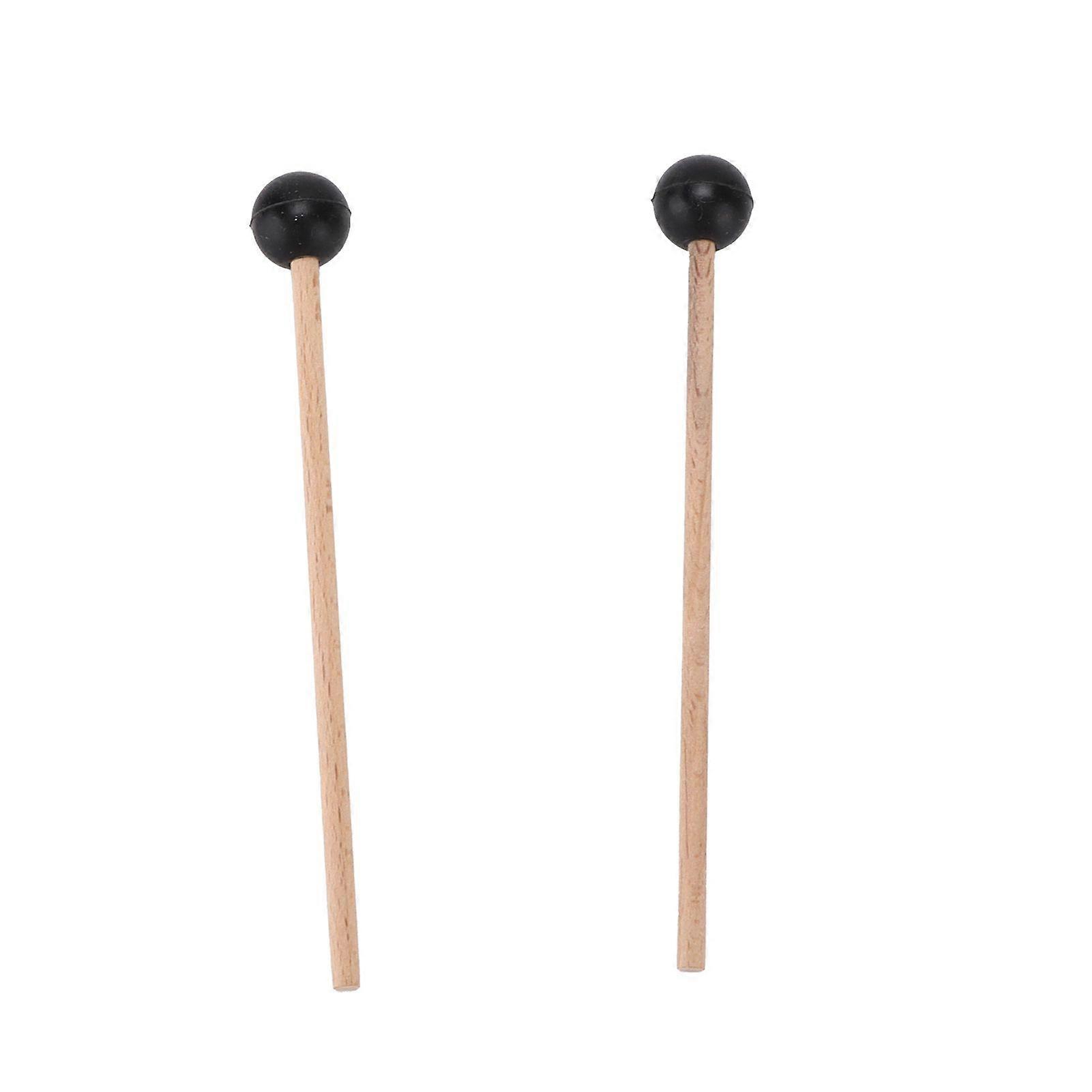 2Pcs Drumstick Rubber Round Head Wood Handle ,Drum Hammer Percussion Accessories