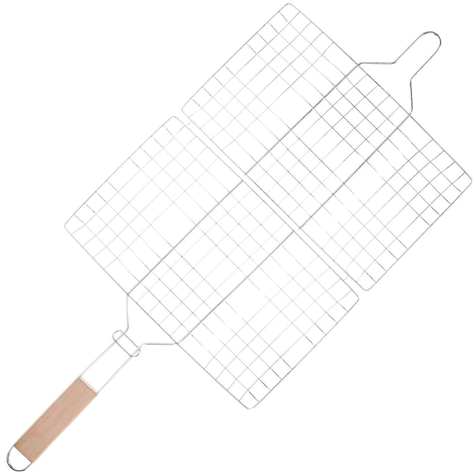 Fish Grill Basket 3Pcs Rectangular Mesh Rack Perfect For Outdoor Barbecue Picnic Catering Silver Finish Exceptional Quality