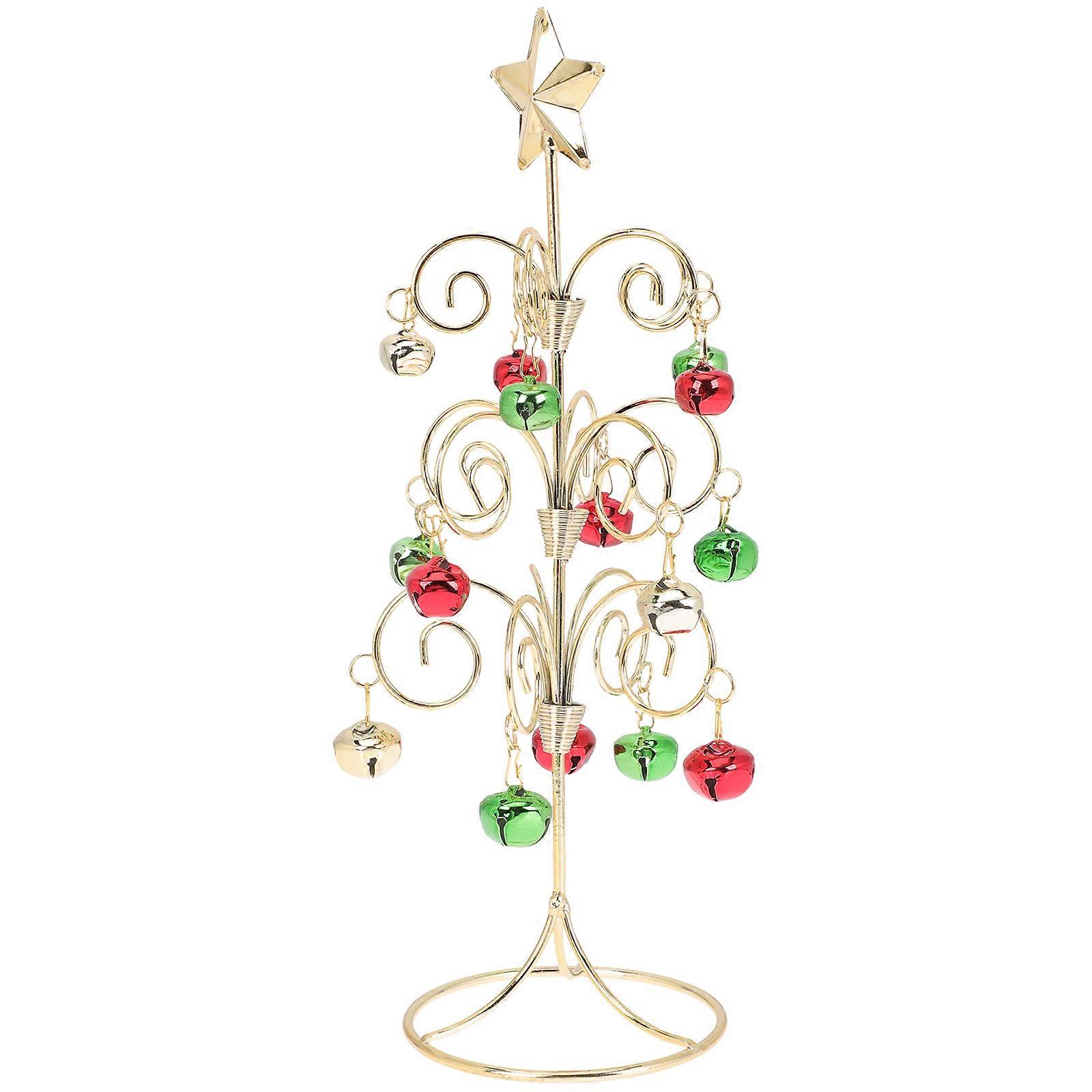 Tabletop Xmas Tree Iron Decoration with 2Pcs Mini Christmas Trees for Home