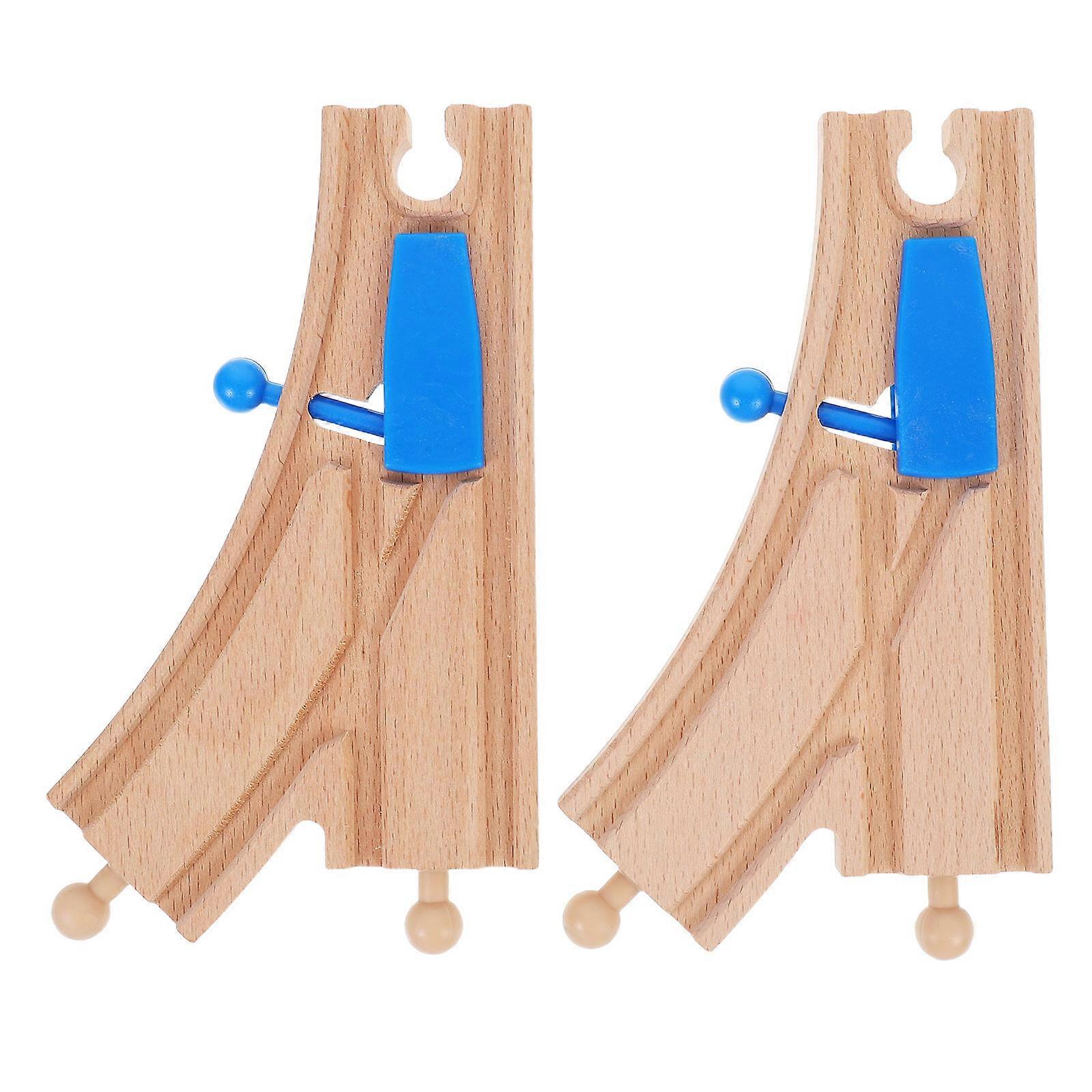 Wooden Train Track Intersections Switch Track Pieces for 4Pcs Toy Set