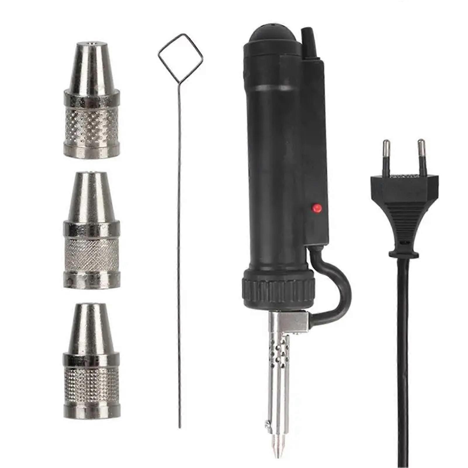 Electric solder sucker for efficient desoldering with 3 nozzles and EU plug