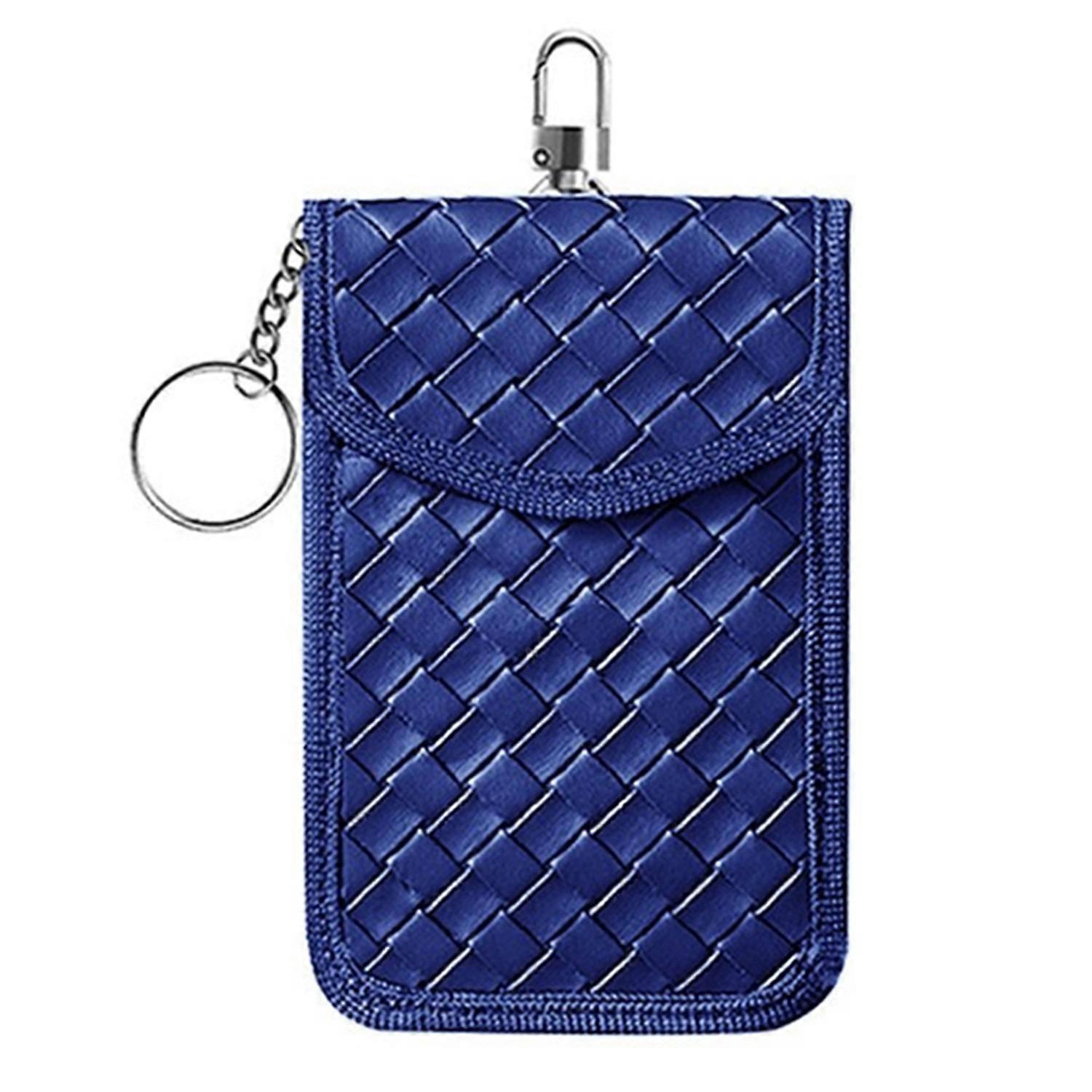INF Vävd PU Läder Bilnyckel Signalblockerande Fodral RFID Faraday Väska för Nyckellöst Skydd