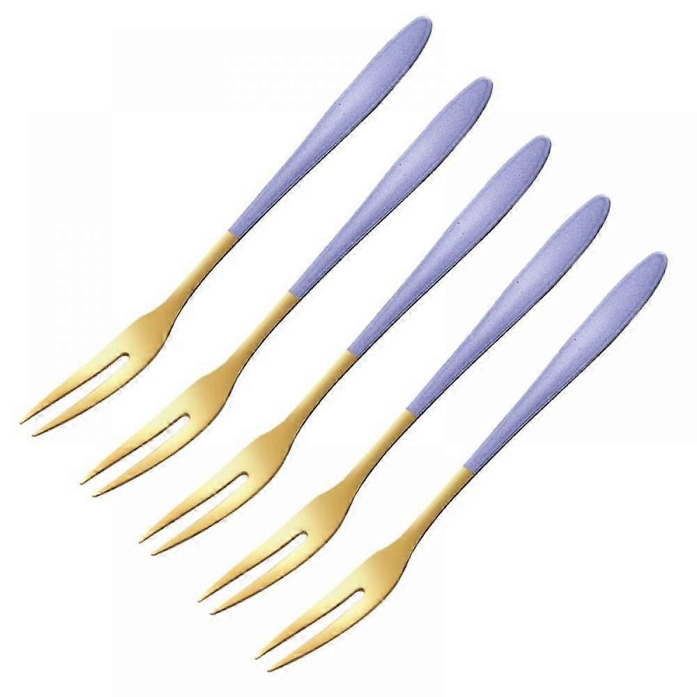 5Pcs/Set Fruit Fork Appetizer Dessert Fork Salad Fork Beautiful And Colorful Stainless Steel Fork Cake Snail Square Fork