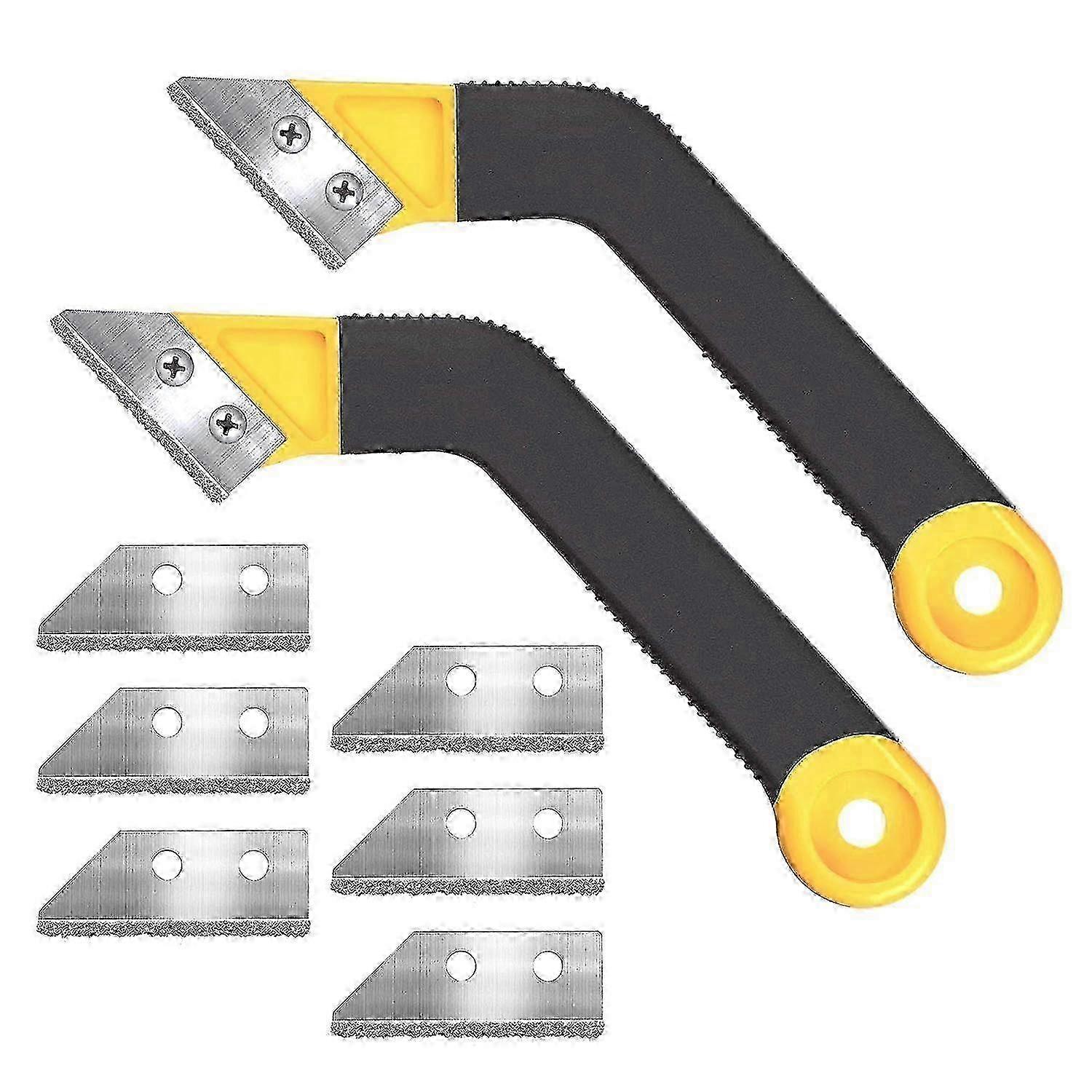 2-Piece Tile Grout Cutting Tool with Angled Blade Design for Efficient Grout Removal Equipped with 8 Diamond-Tipped Surface Blades 26s