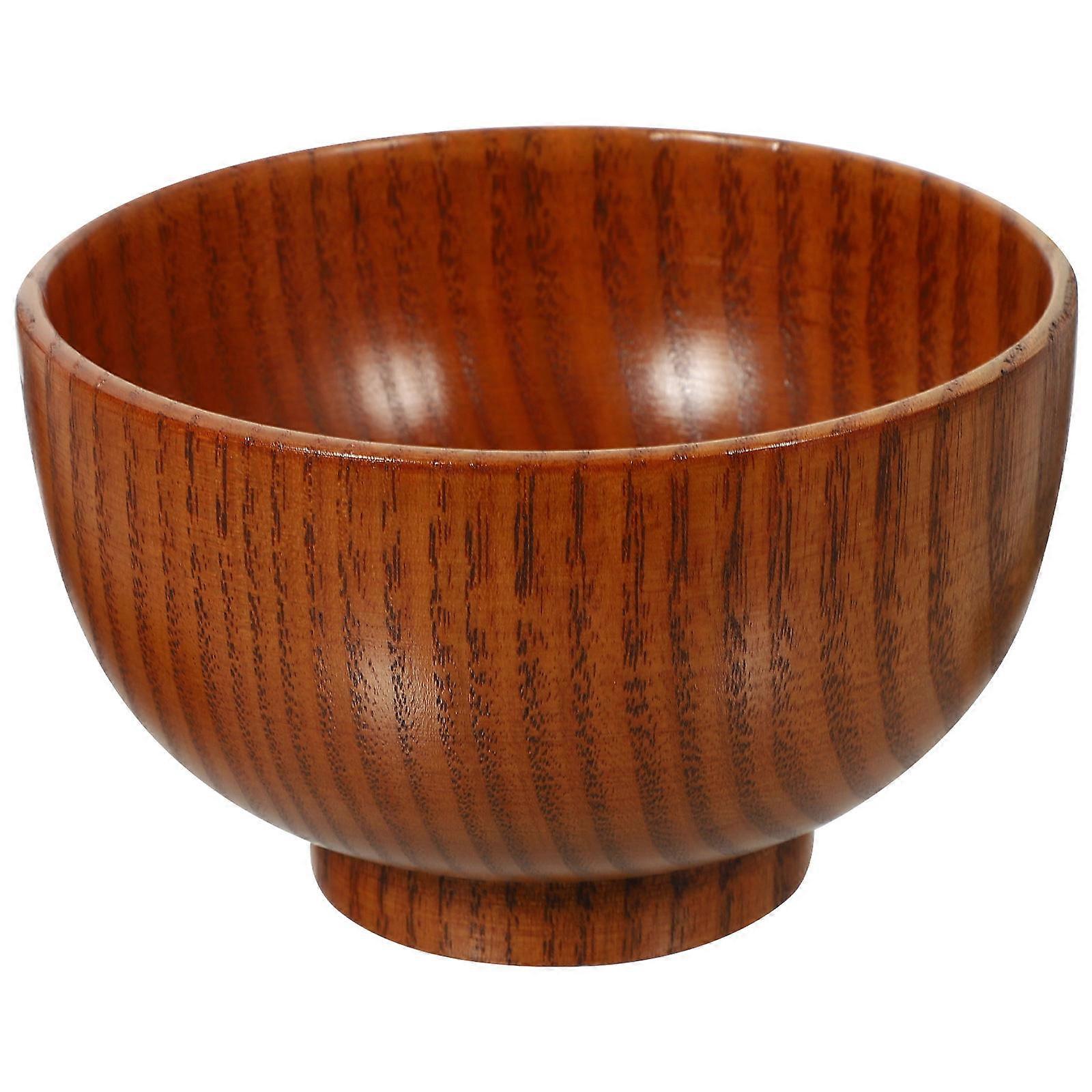 Multi-Function Dinner Bowl Convenient Breakfast Bowl 2Pcs Brown Wood