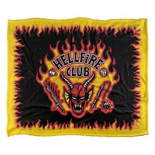 Stranger Things 5 Hellfire Club Silky Flames Logo Soft Touch Blanket