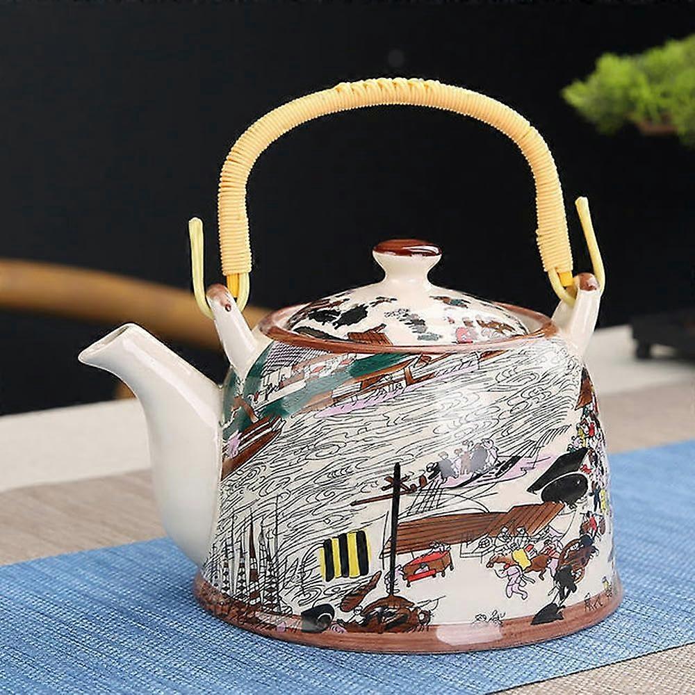 Porcelain Teapot 900ml  Capacity With Strainer Net Traditional Retro Ceramic Tea Pot