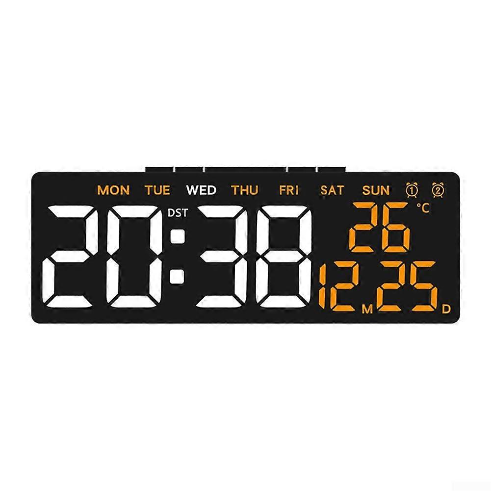 Digital Alarm Clock USB Powered With Snooze Feature Day Of Week Display Temperature Readout Countdown Timer Orange