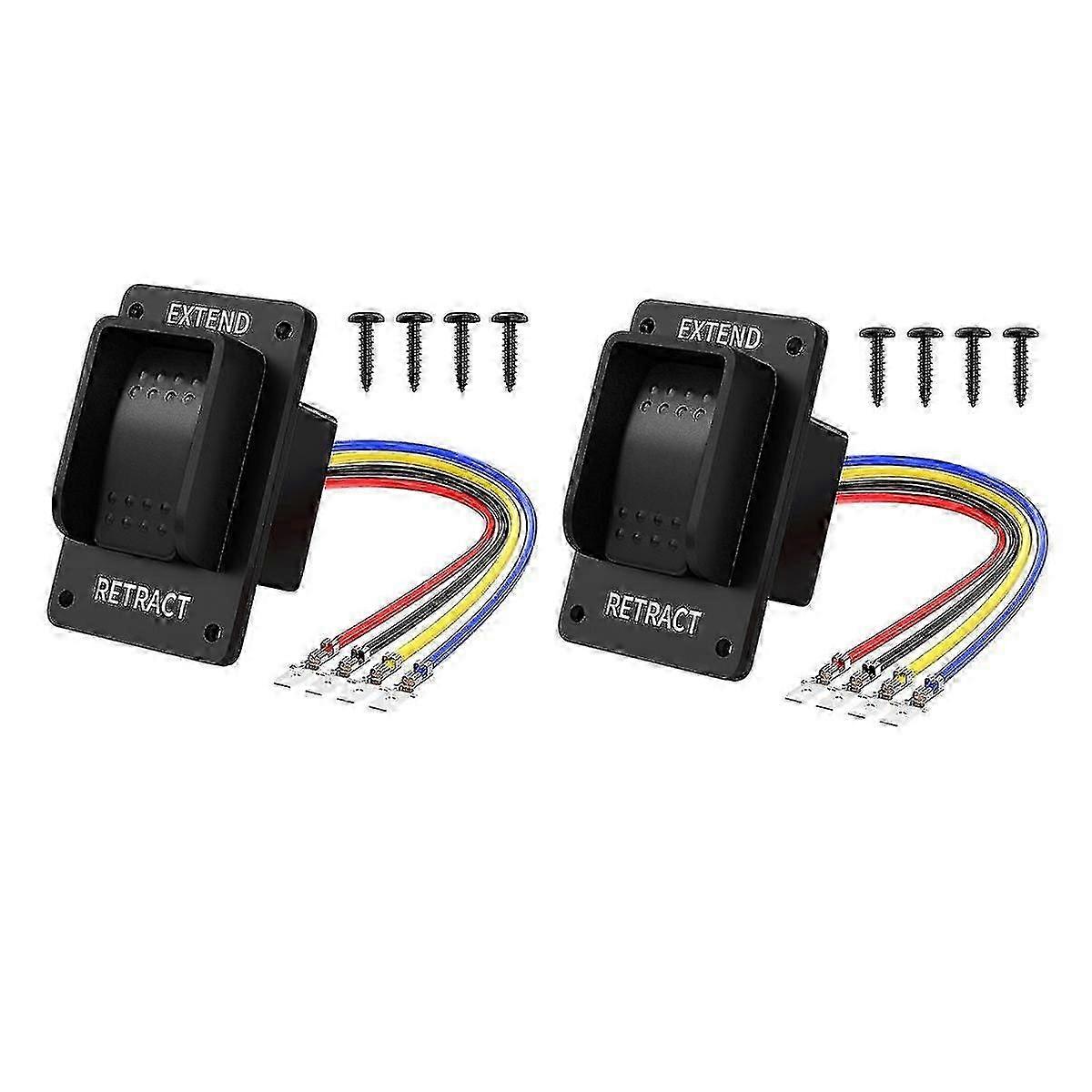 2PCS Reverse Polarity Switch 12V DPDT Momentary 3 Position Rocker Switch IP67 Waterproof Marine ON