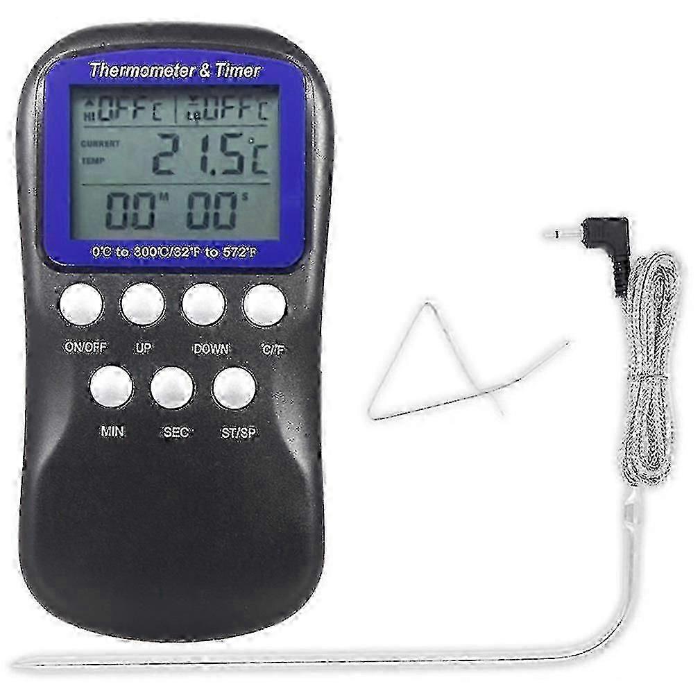 Digital Meat Thermometer With Lcd Screen, Extended Probe Sugar Milk Bbq Grill Monitor 0-300 Hr