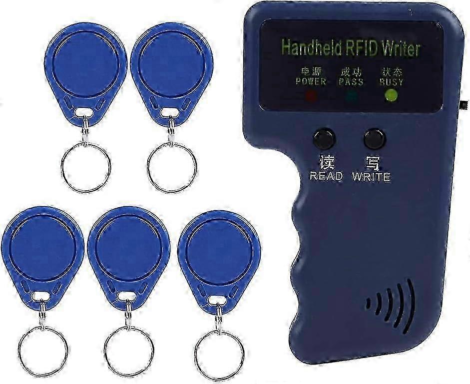 25-26 Handheld RFID Card Copier Duplicator - Portable ID/Key Tag Writer with 5 Programmable Tags