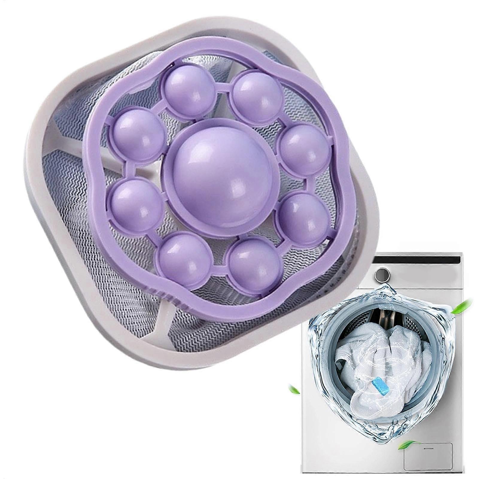 Filter Bag Washer Lint Remover MultiFunction Lint Mesh Bag Conical Mesh Floating Hair Filtering Washing Machine Purple