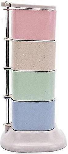 Spice Storage Rotating Spice Pot Set, 4 In 1 Spice Box, Wheat Straw Kitchen Spice Container