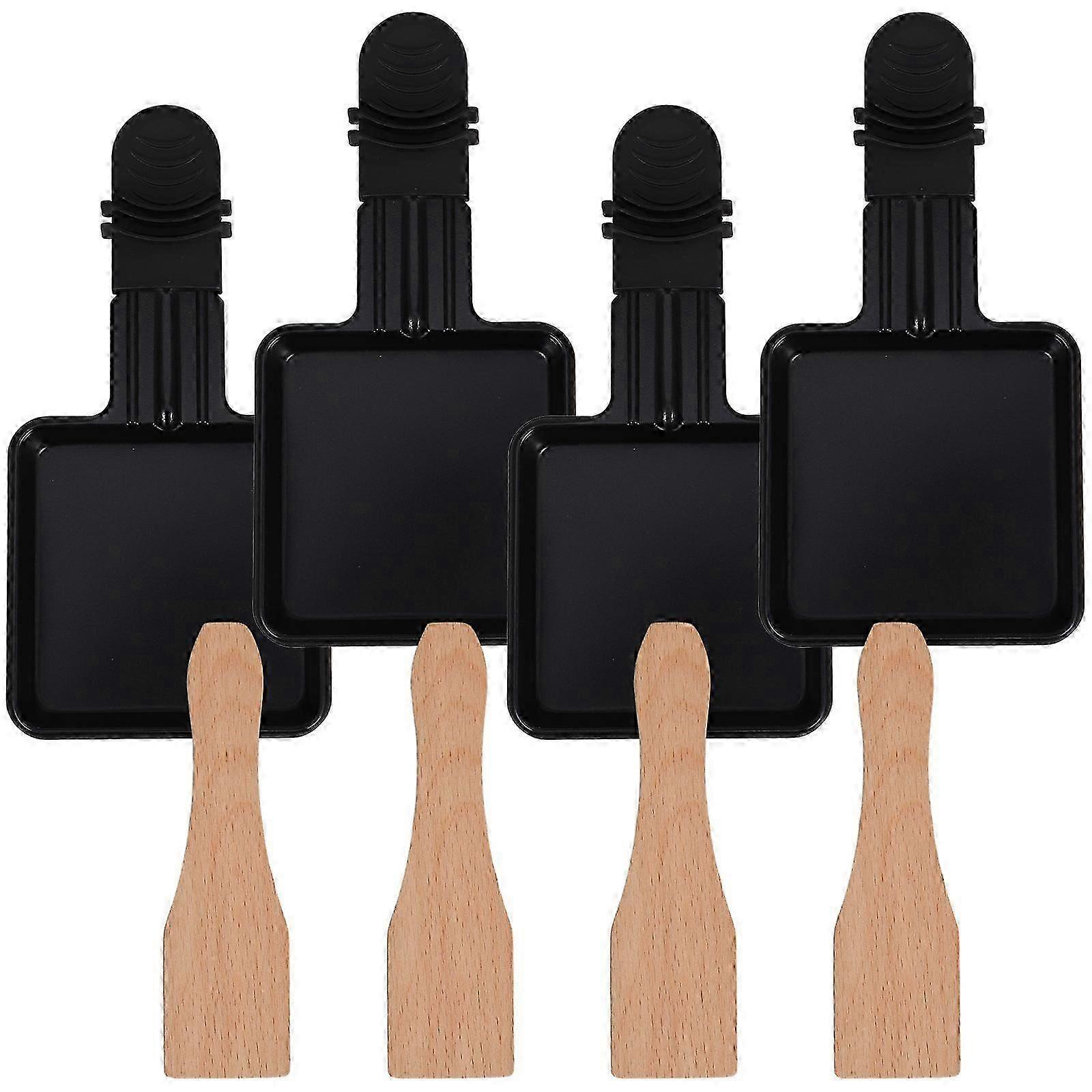 4 Sets Mini Raclette Grill Pan with Spatula for Cheese Melting and Grilled Cheese Tray