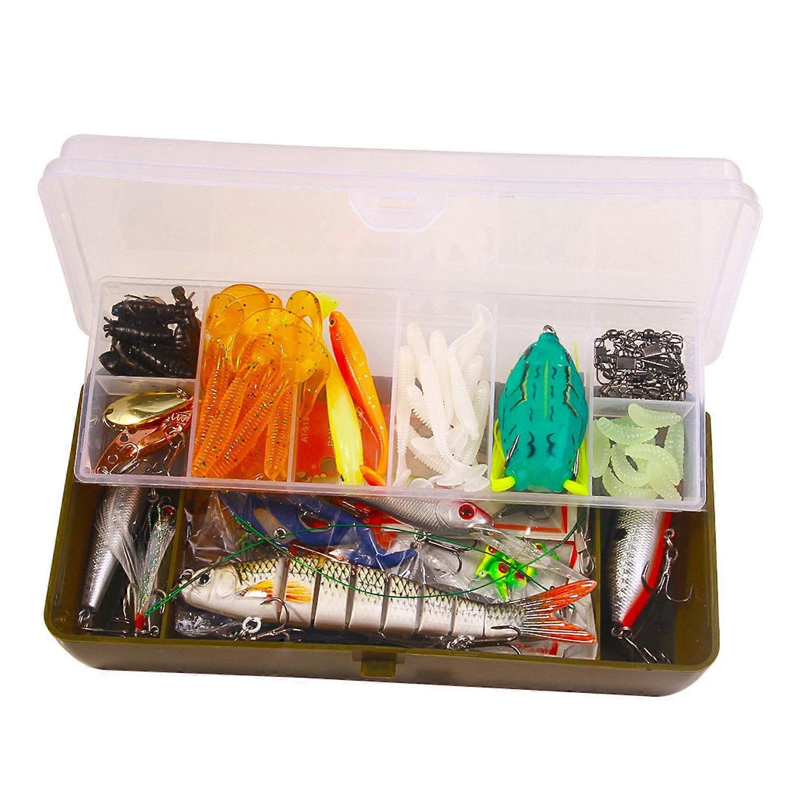 Fishing Bait Set with Treble Hooks Realistic Design Bright Colors Compact Design Portable Soft Lure Fake Bait Accessories