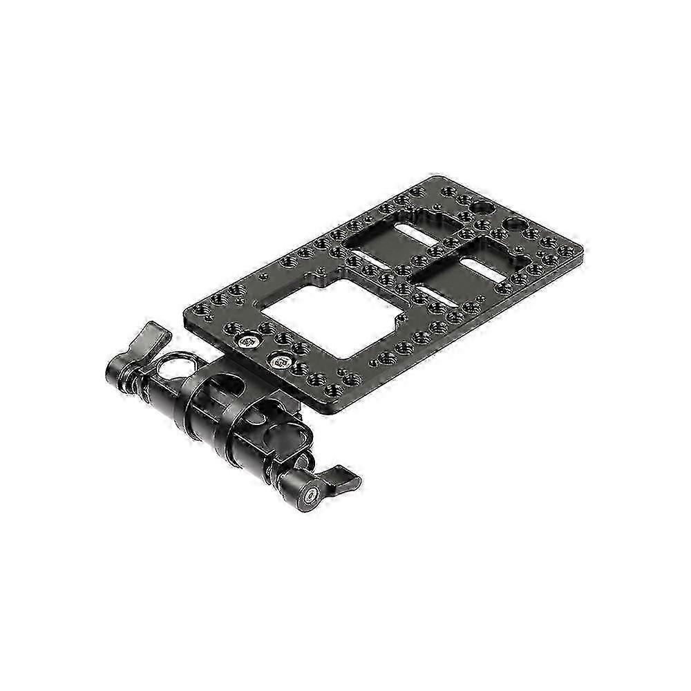 Lanxri Aluminum Back Plate with 360-Degree Rotating Clamp, 15mm Rail Blocks for IDX P-V2 V Mount Camera Plate - Quick Release 25-26s