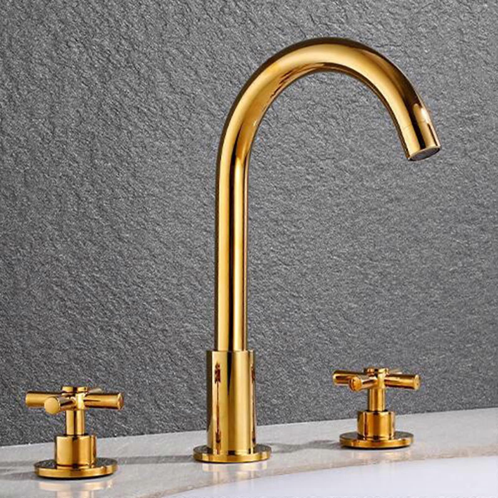 Basin Mixer Faucet 3 Hole Split Double Handle Brass Nero Color