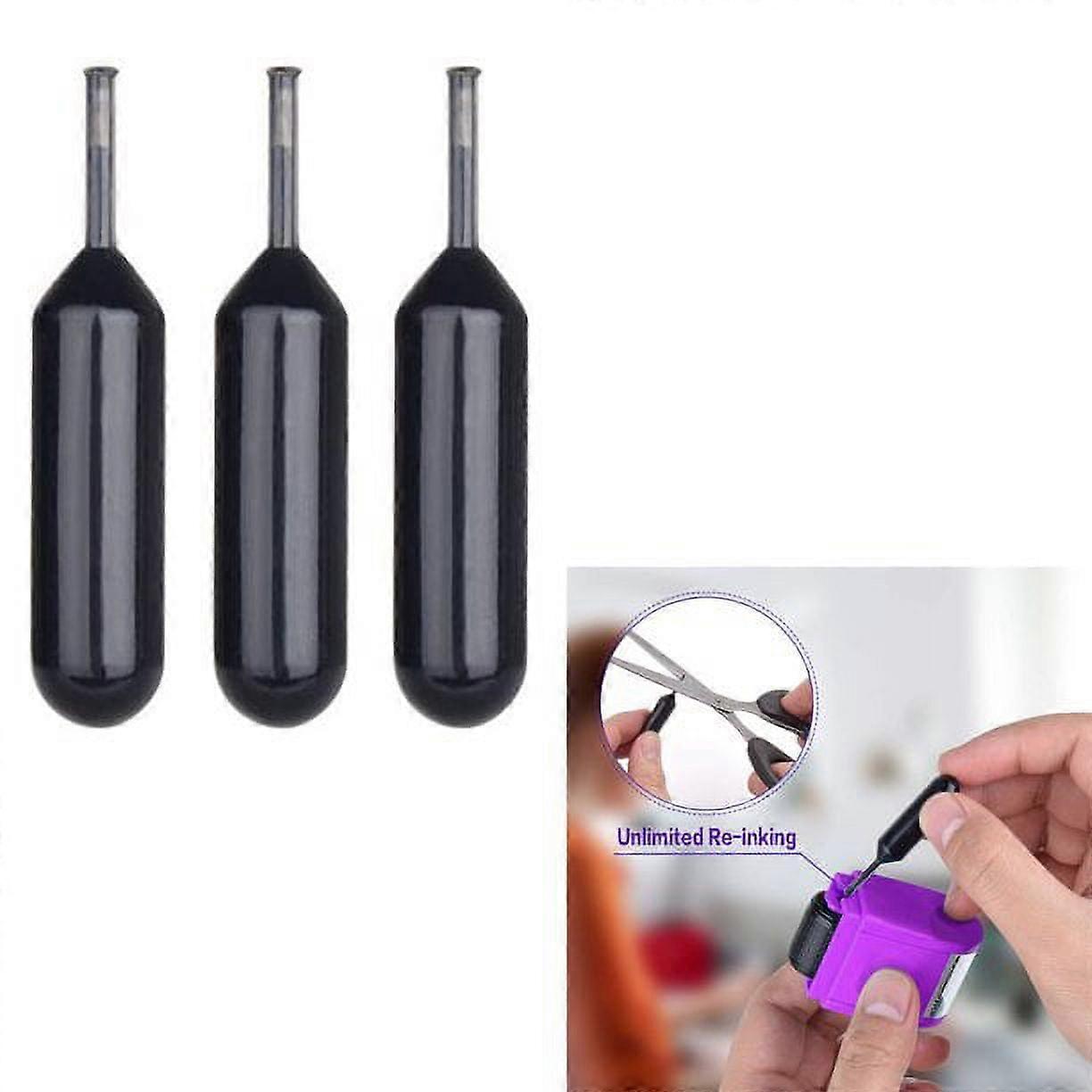 OBOSOE 1.5ml Refill Ink Black Ink 3pcs/set for Identity Guard Theft Protection Roller Self-inking