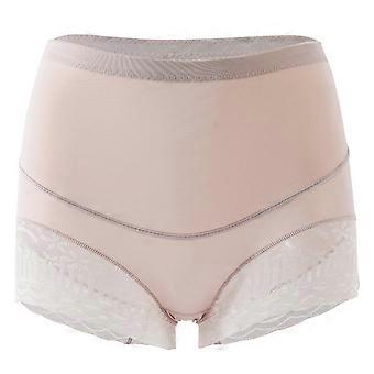 High Waist Shapewear Panties For Women Abdomen Control Invisible Lace Trim Boyshort Underwear Breathable Nylon Fabric  champagne XL