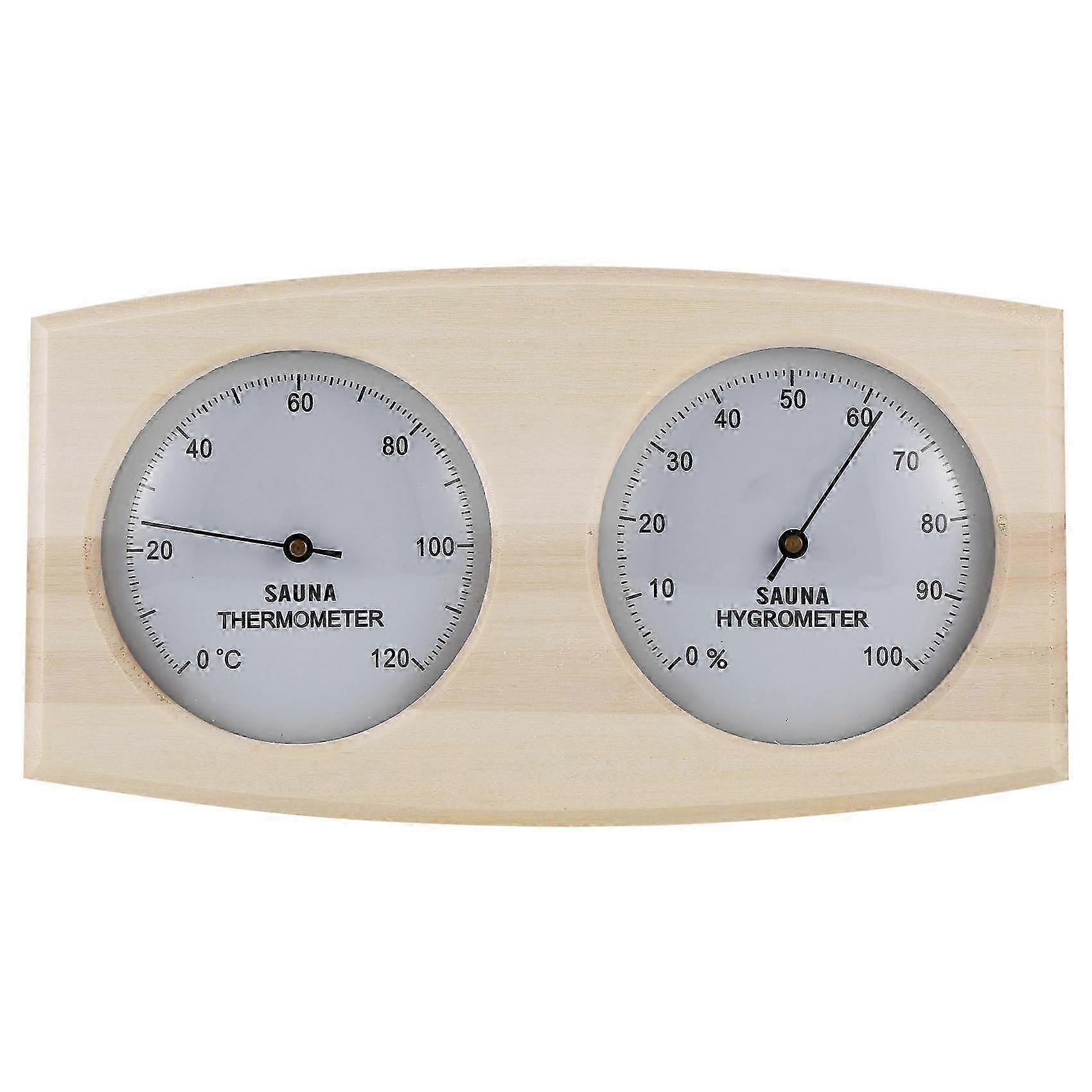 Wood Sauna Thermometer & Hygrometer, Wall-Mounted Spa Accessory