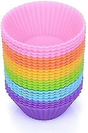 Mini Muffin Pan - Reusable Silicone Cupcake Molds 2in 24 Pack - Small Baking Cups Truffle Cake Pan Set Nonstick In 6 Colors