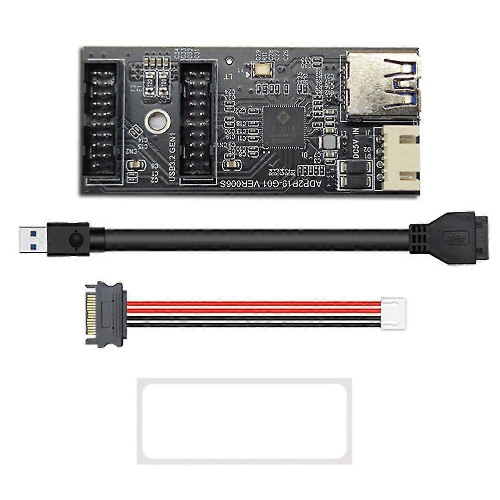 Usb3.2 Front Gen1 19pin To 19pin Adapter Expansion Card A-key With Sata 15pin To 4pin Cable
