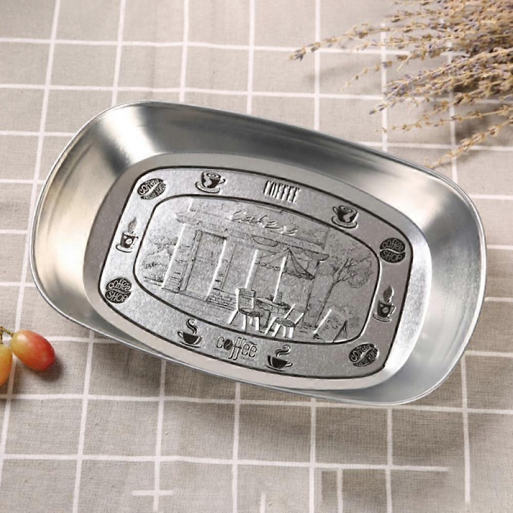 Vintage Silver Metal Serving Trays Decorative Tray, Pattern Designed, 8x5.5inch