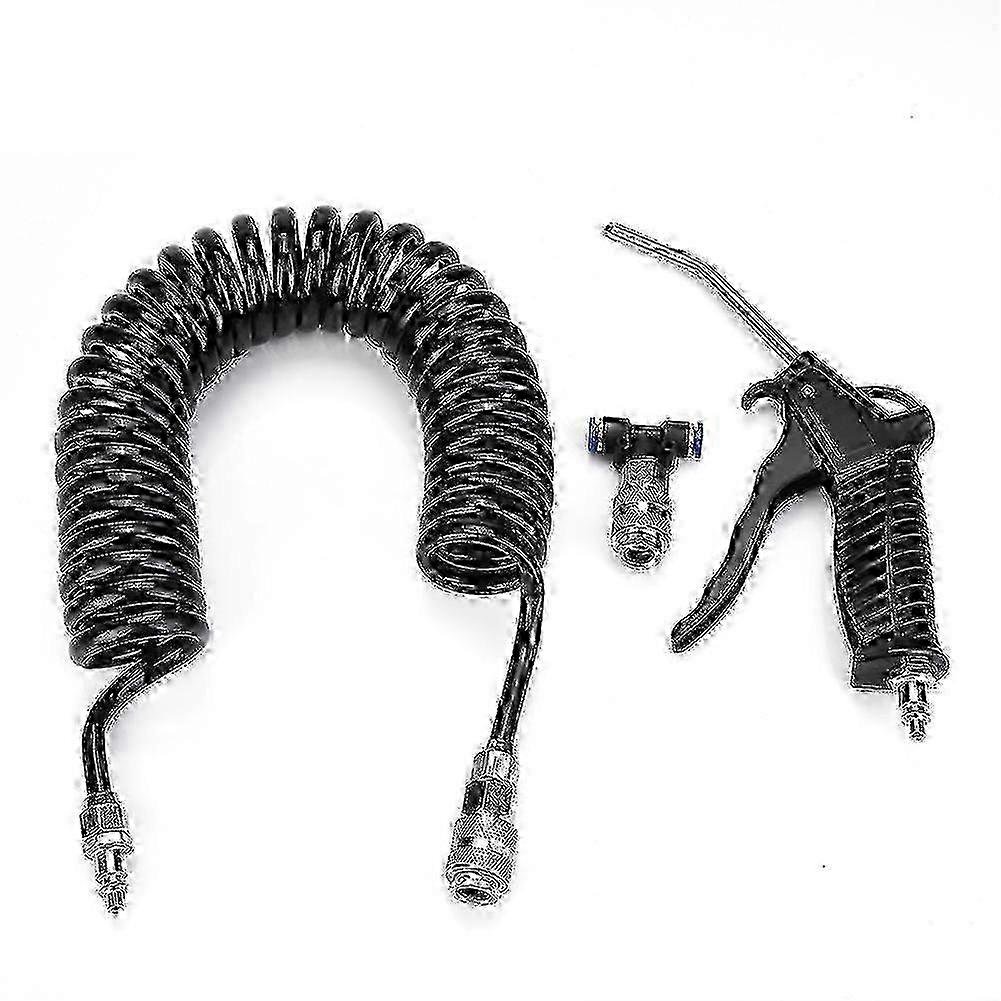 Black Air Duster Gun Pneumatic Wind Blowing Kit Set with Small EU Connector   PU Hose Edition 1110