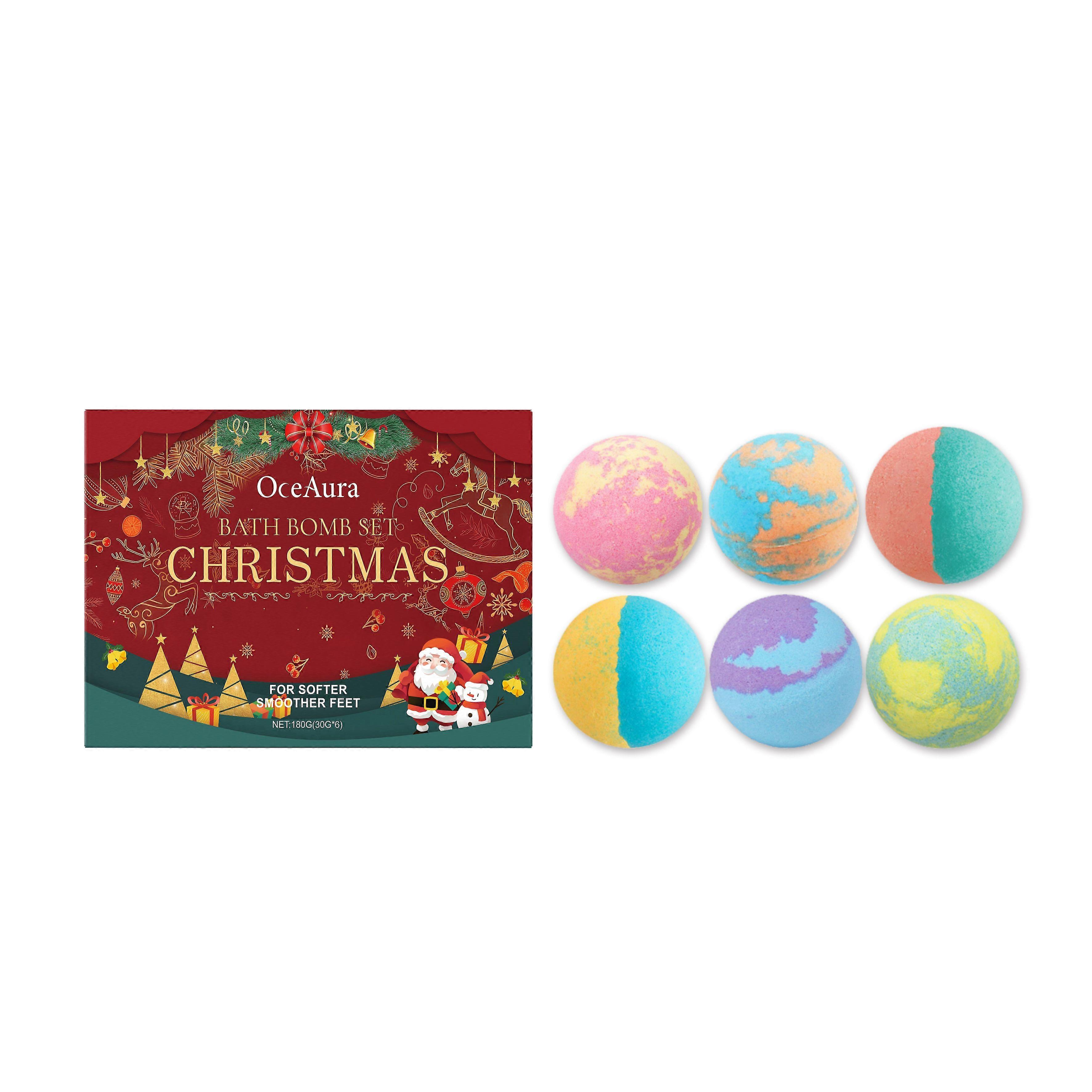 Oceaura Christmas Colored Foaming Shower Balls Gently Cleanse The Skin, Leaving A Lingering Fragrance And Making It Smooth Without Causing Tightness