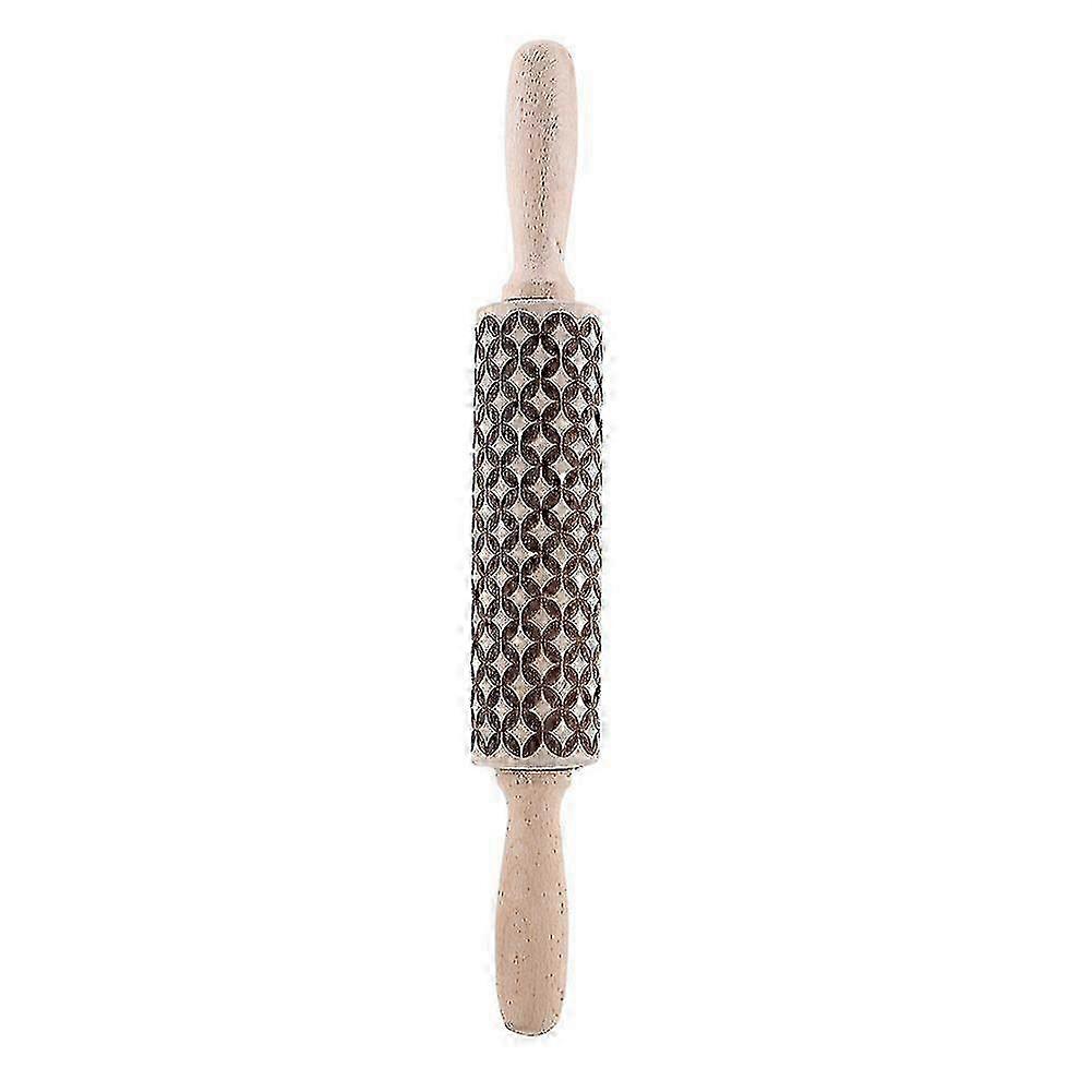 Wooden Engraved Embossing Rolling Pins with Christmas Pattern for Bakery