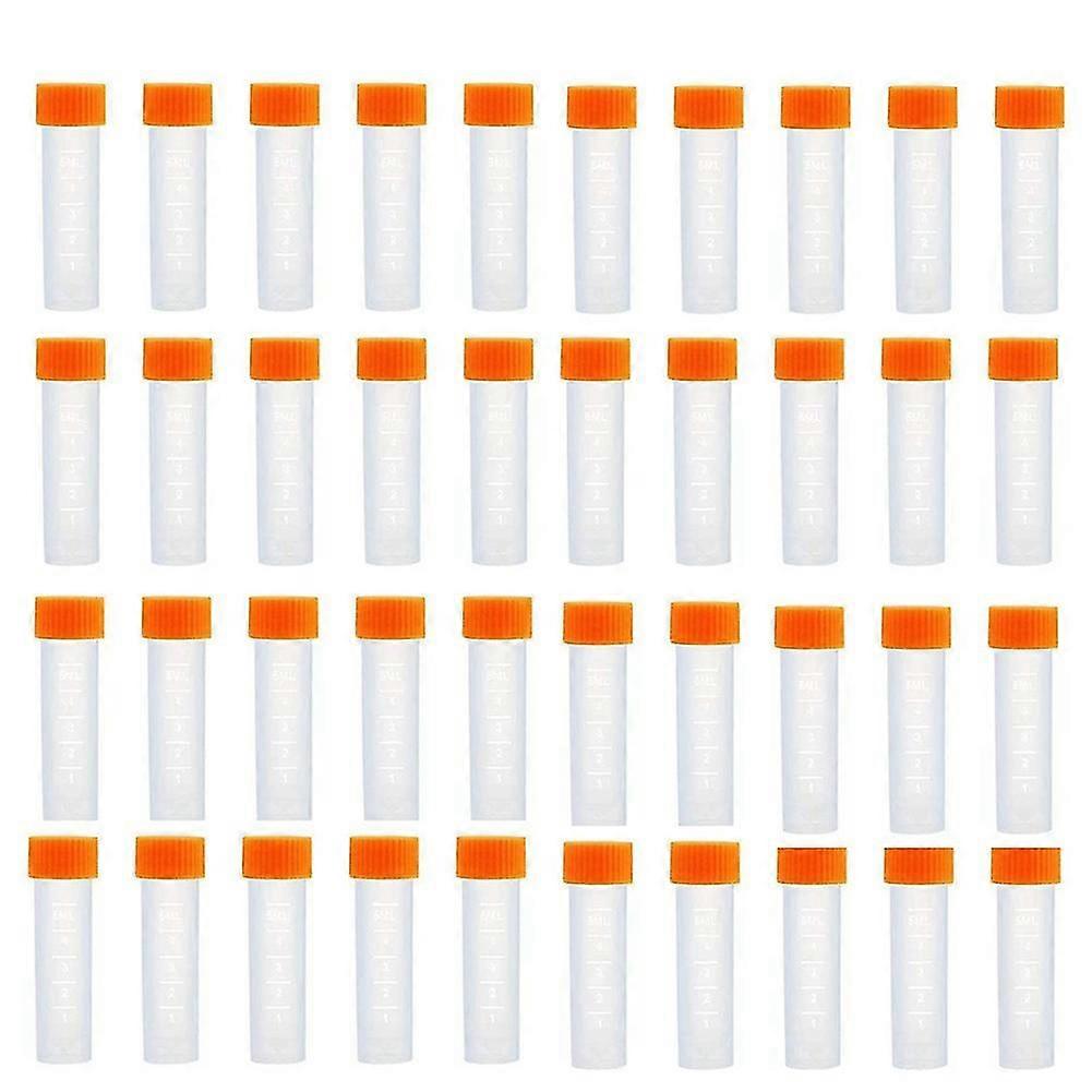 スクリューキャップ付き200pcsプラスチック試験管、5ml遠心分離機試験管、プラスチック凍結試験管、