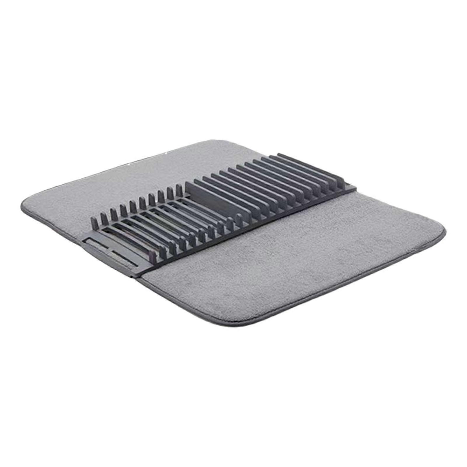 Portable Dish Drying Tray And Utensils Organiser Kitchen Countertops Mat with Drainage Designs Spoon Rest Multicolor