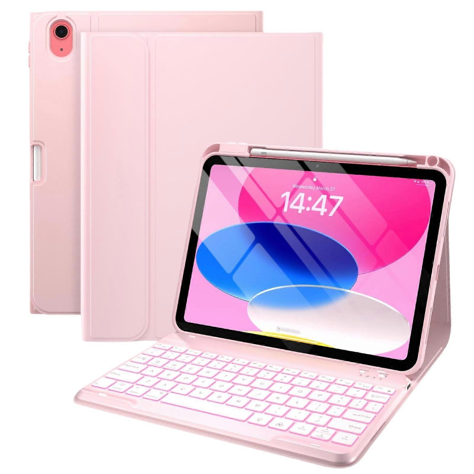 11th Gen 11inch Keyboard Case with Pencil Holder, Magnetic Detachable Wireless Keyboard Pink (A3355 A3356 2025)