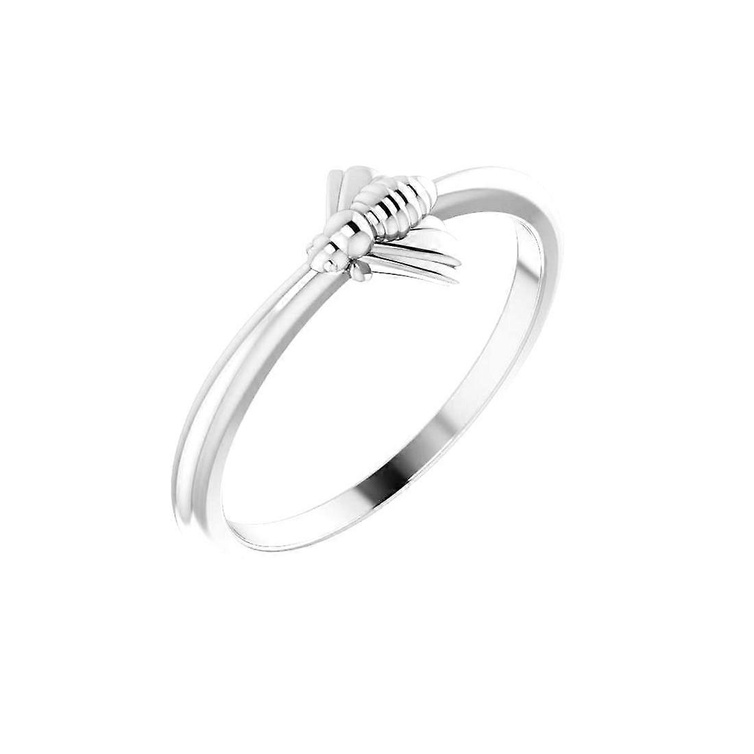 925 Sterling Silver Polished Stackable Bee Ring Size 7 Stackable Ring for Women - 1.9 Grams
