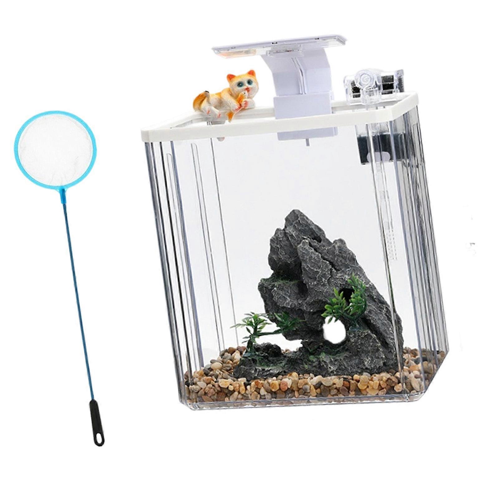 Compacts Fish Tanks Features Quiet Oxygen Supply And Soft LED Illuminations For Home Office Decoration Multicolor
