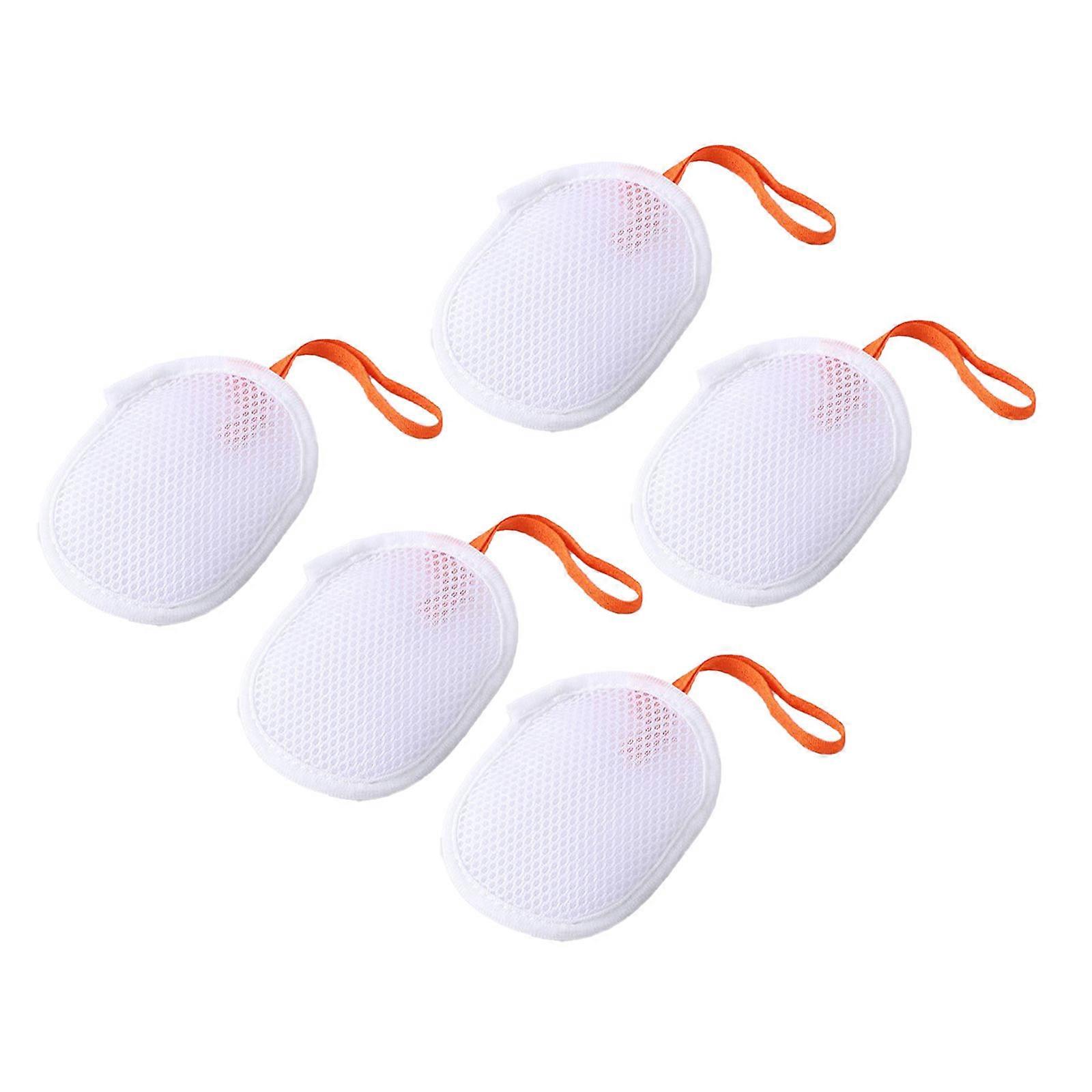 Multipurpose Bath Foam Net Storage Bag Washes Disperses Soap Efficiently Bubble Helper For Skin Caring Daily Use 5PCS  White