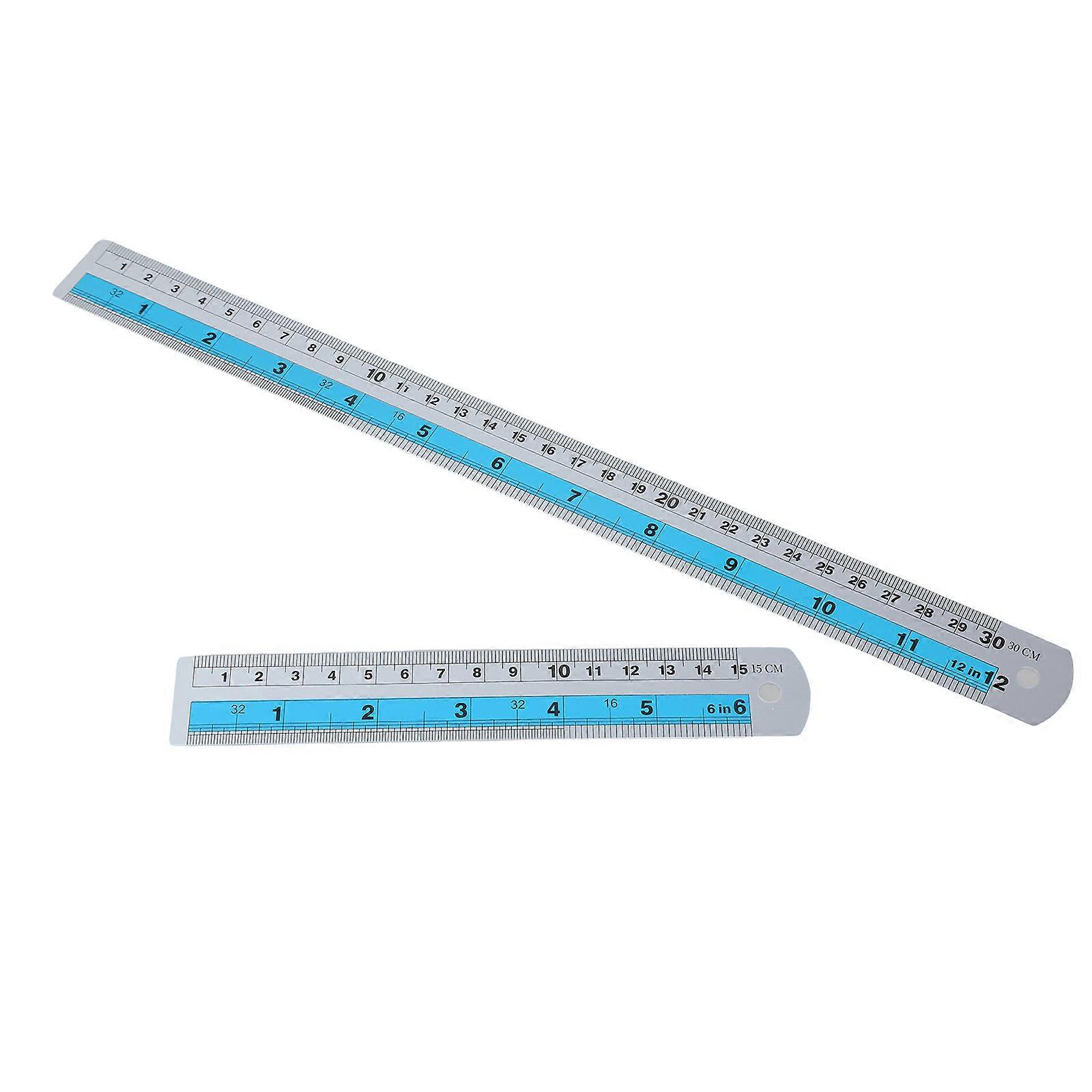 Stainless Steel Ruler 6in & 12in Straight Edges Ruler with Imperials and Metric Measurements Professional Metal Ruler Multicolor