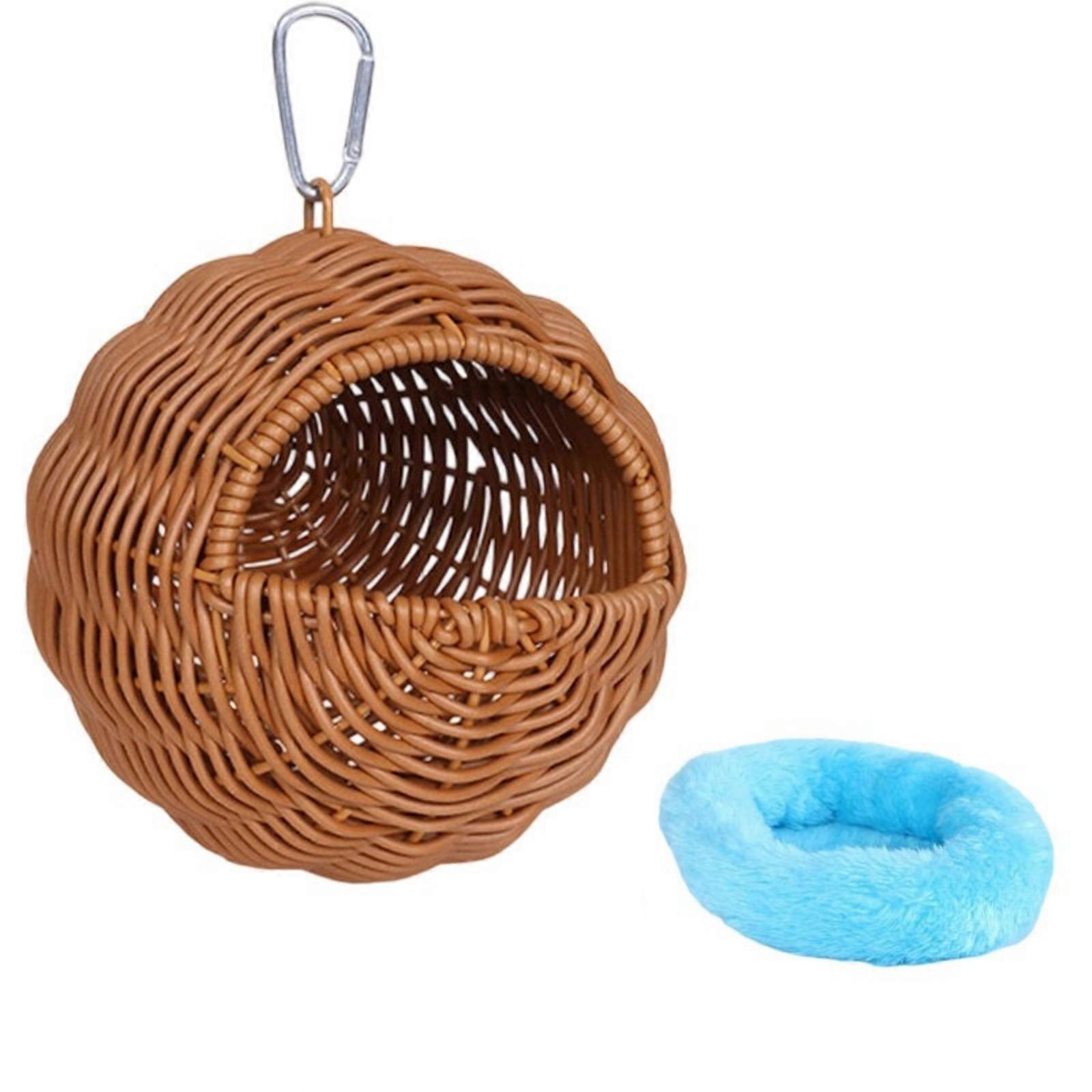 Decorative Hanging Bird Nest Artificial Rattan Design Bird House with Pad For Small Parrots Parakeets Habitat Simulation Multicolor