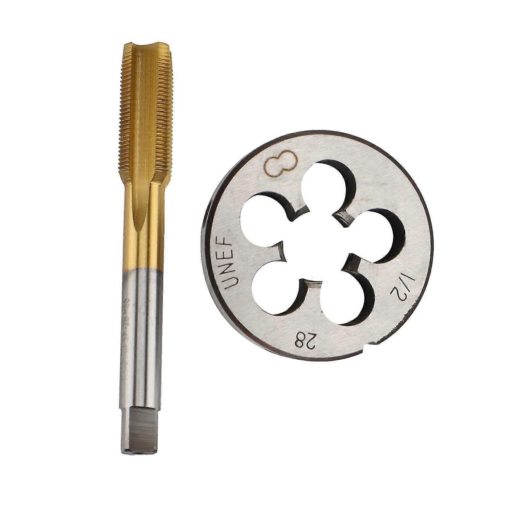 High Hardness UNF 1/2 -28 HSS Titanium Coated Tap & Round Die Set Thread Tool for Mold Machining