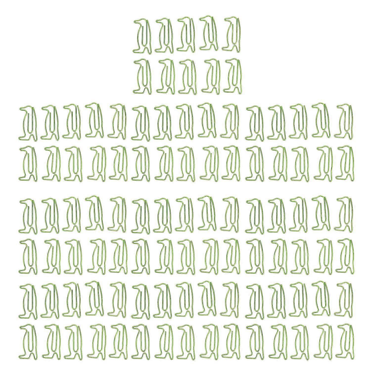 100Pcs Paper Clips Cute Unique Penguin Shape Electroplating Process Lightweight Portable Metal Paper