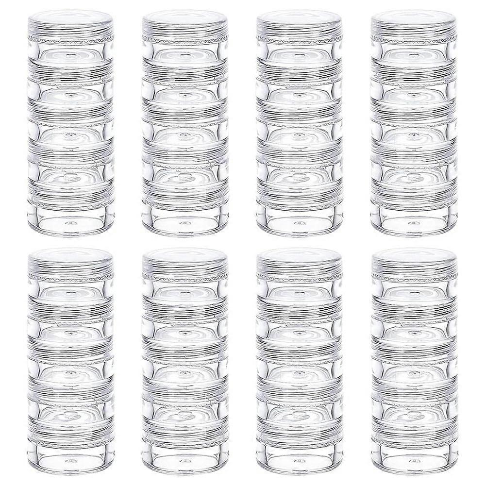 5G/5ML Stackable Round Plastic Containers 8 Column(5 Layer/Column) Bead Storage Jars for Seed Beads Diamond Drills