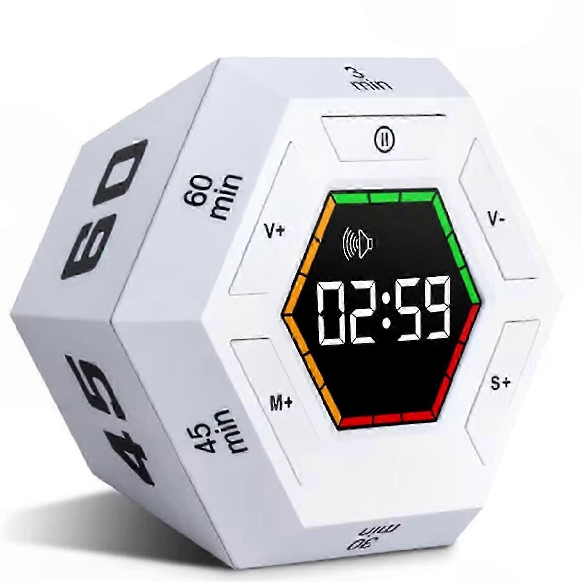 Digital Kitchen Timer with Magnetic Backing for Study and Cooking Use Hexagon Design Visual Flip Countdown Timer