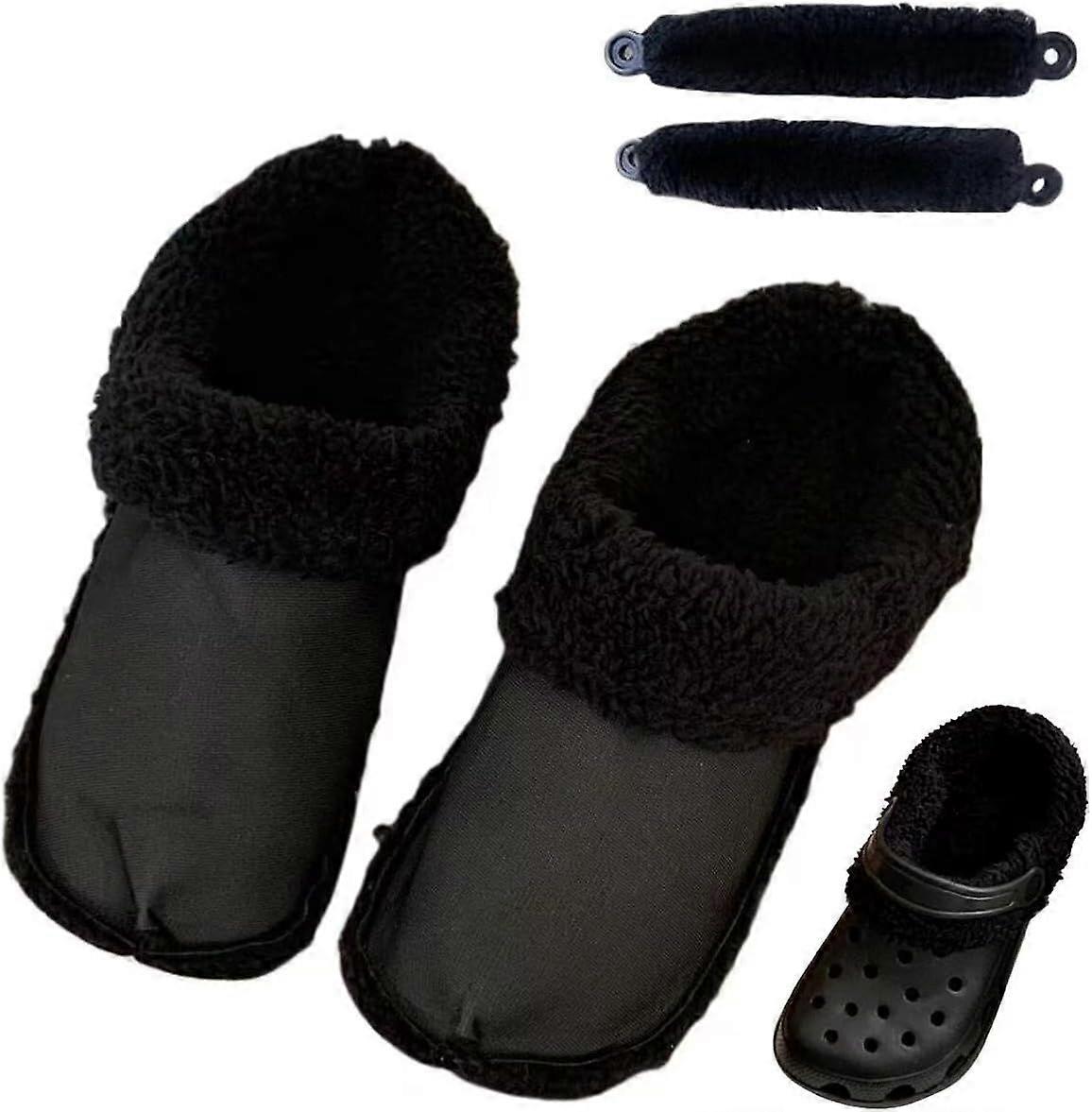 For Crocs Replacement Insoles with Fluffy Fur Lining, Winter Clogs Short Plush Removable Liners with Lace Covers