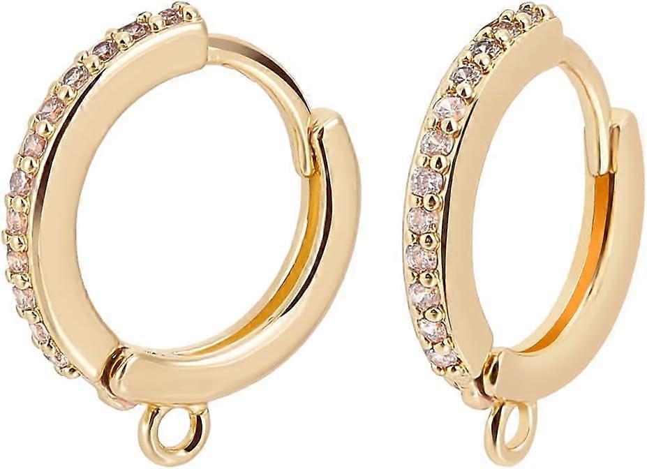 1 Box 10Pcs Leverback Hooks 18K Gold Plated Brass Cubic Zirconia Huggie Hoop Earring Findings with Loop for DIY Earring Making