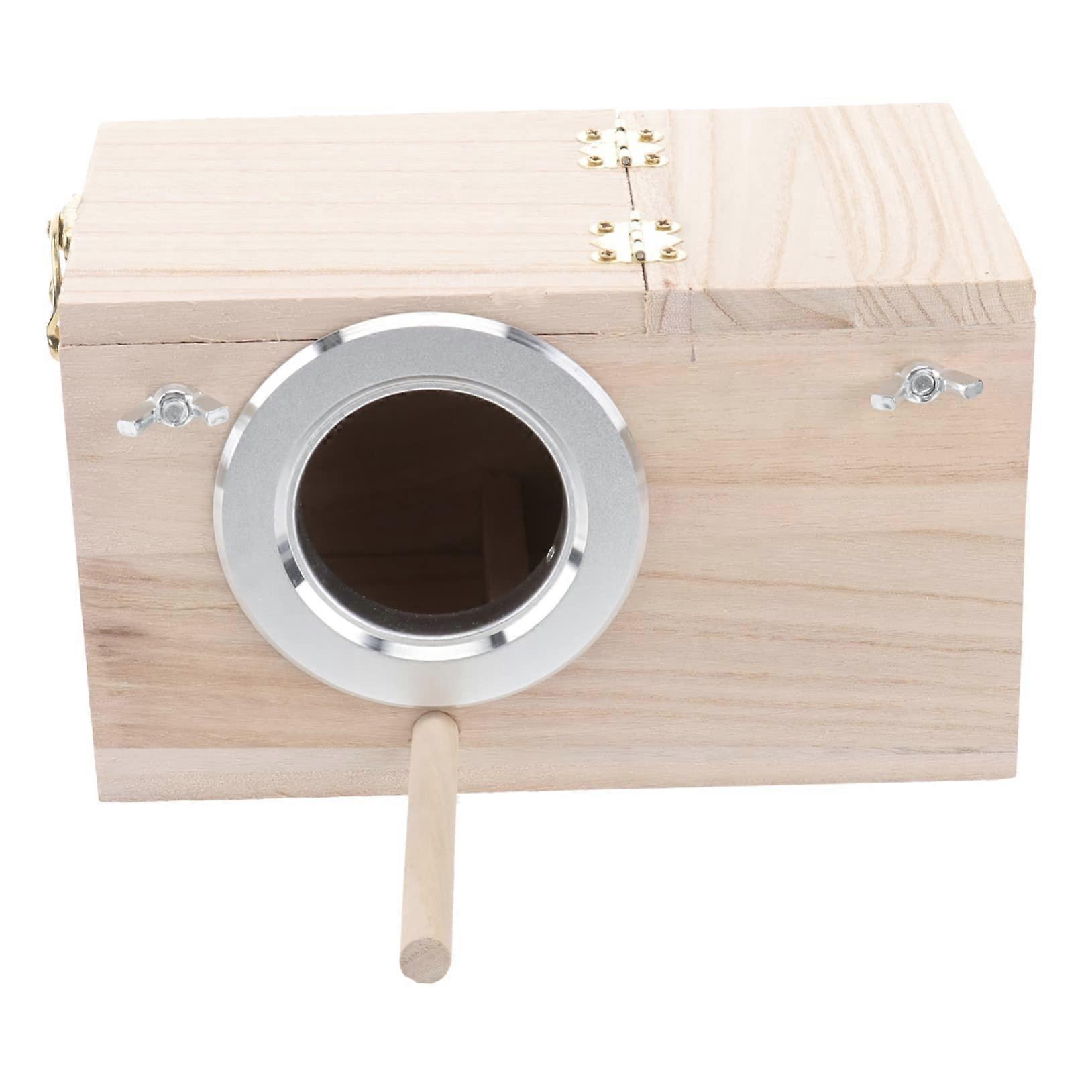 Wooden Parrot Nesting Box with Feeder and Camera for Songbirds Bird House Observation