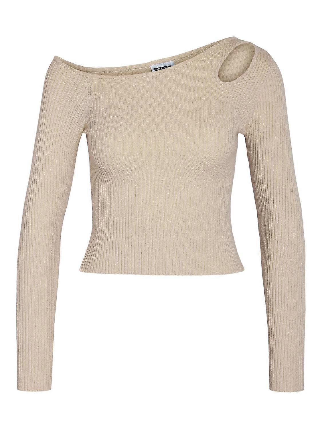 NOISY MAY Damen Pullover Ein-Schulter Slim Fit gestrickt Langarm Strickpullover
